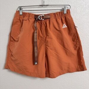 Nike ACG Trail Shorts Mens Small Orange Belted Nylon Outdoor Hiking Pockets